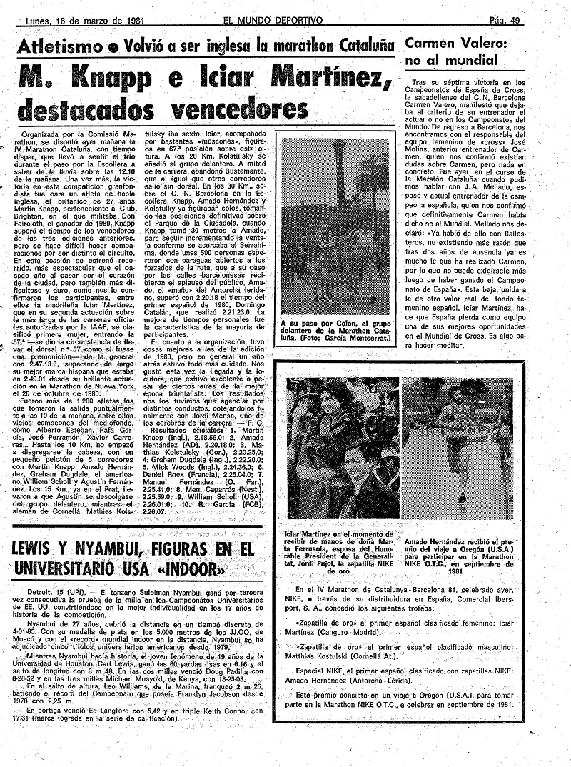 El Mundo Deportivo 16 de marzo de 1981